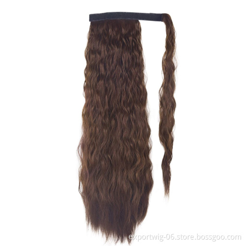 wavy Ponytail hair extension synthetic Long afro kinky curly wrap around clip in ponytail Magic Paste heat resistant hairpiece